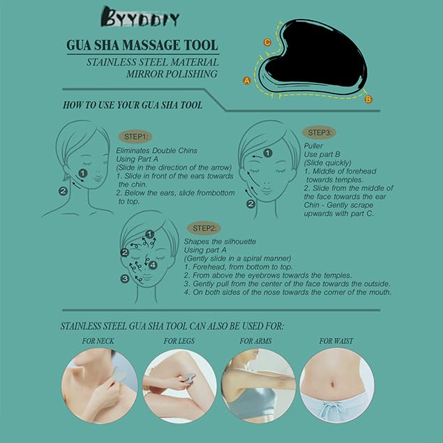Stainless Steel Gua Sha Facial Massage Tool - Face & Body