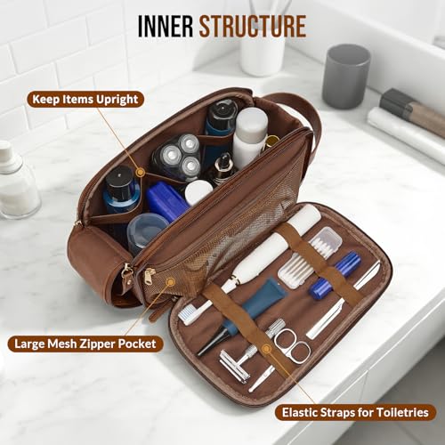 PU Leather Toiletry Bag for Men - Water Resistant Travel Organizer