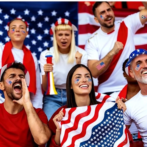 American Flag Soccer Temporary Tattoos - 55 Pieces for Soccer Party & Independence Day