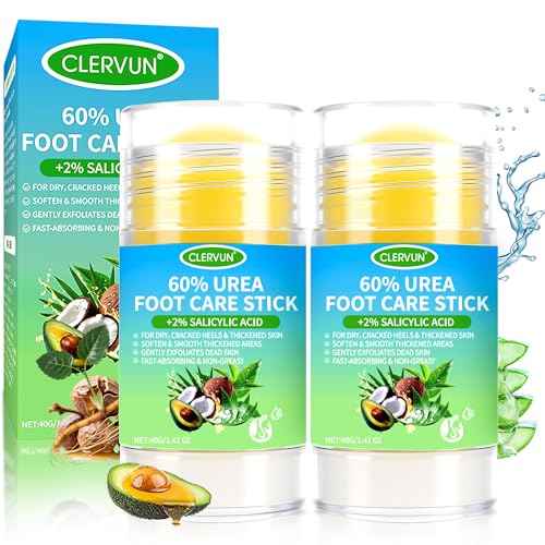 60% Urea Cream Stick with 2% Salicylic Acid, Anti-Cracking Foot & Hand Cream Moisturizer for Dry Cracked Heel Feet, Knee, Elbow, Foot Balm Stick for Callus Remover & Dead Skin Softener (2)