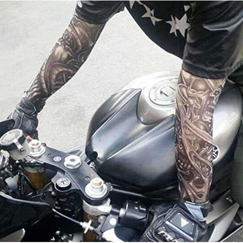 18.1x2.9x4.7" 5pcs Unisex Dark Set Elastic Slip on Fake Temporary Tattoo Sleeves Body Art Arm Sunscreen Cover up Stockings Accessories for Men and Women Outdoor Sport Cycling Driving Runnig Climbing