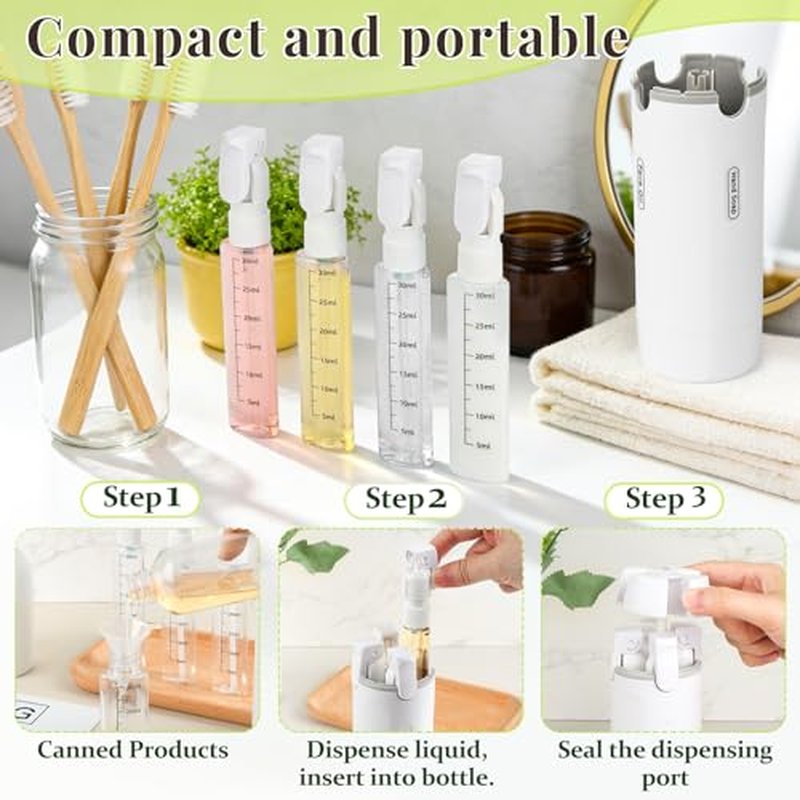 4-Pack 30ML Refillable Travel Bottles Set with Brushes & Funnel
