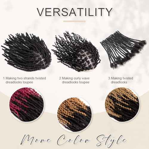 DAIXI Curly Wave Loc Extensions Human Hair, 100% Real Human Hair Dreadlock Extensions for Man/Women Handmade Permanent Dread Extensions Can Be Dyed Bleached Twisted (0.4cm, 1B, 12 Inch 20 Strands)