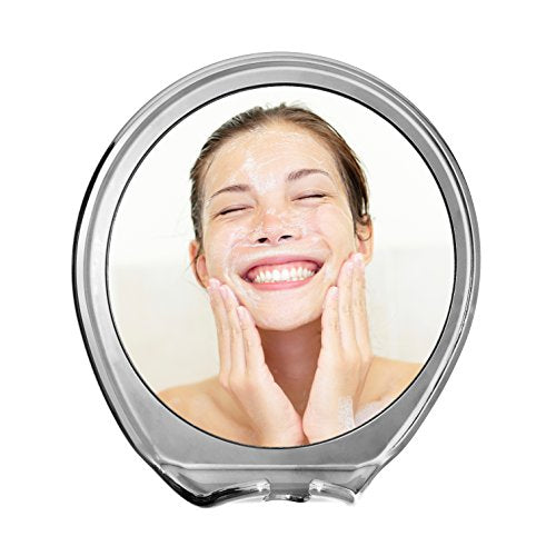 JiBen Fogless Shower Mirror with Power Locking Suction Chrome Razor Holder 360° Rotating Arm