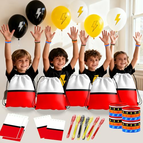 Cartoon Party Favor Set - 12 Drawstring Bags, Notebooks & Gifts