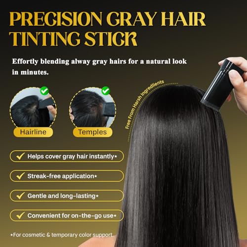 Instant Gray Hair Coverage Stick - Waterproof Hair Dye Comb (Black)
