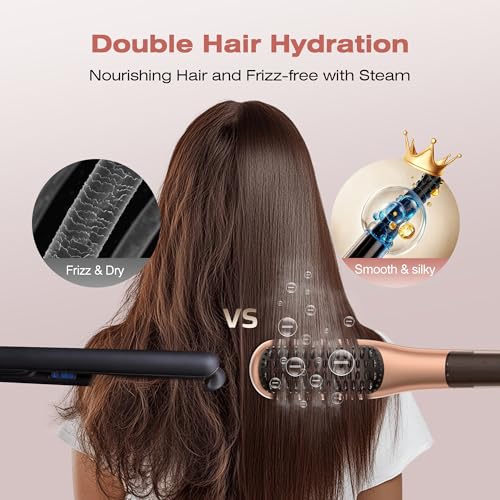 Kikuo Steam Hair Straightener Brush - 3 in 1 Styling Tool