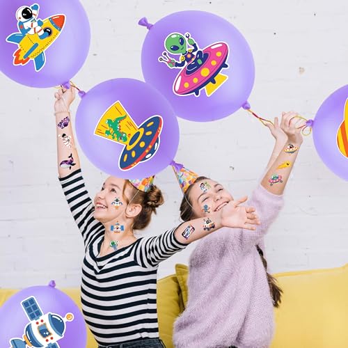 72-Piece Space Party Favors Set | Temporary Tattoos & Punch Balloons
