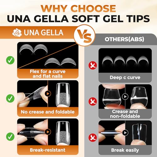 UNA GELLA Medium Square Nail Tips Kit 120Pcs with 15ml Glue - Variation: Medium Square Nail Kit