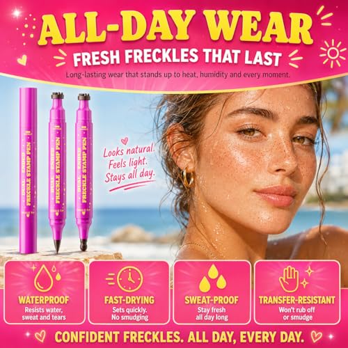 Dual-Ended Freckle Stamp Pen - Waterproof Fake Freckles Makeup (Beige Brown)
