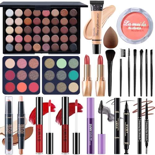 21 Pc Complete Makeup Set with 40 Color Eyeshadow Palette & Brushes