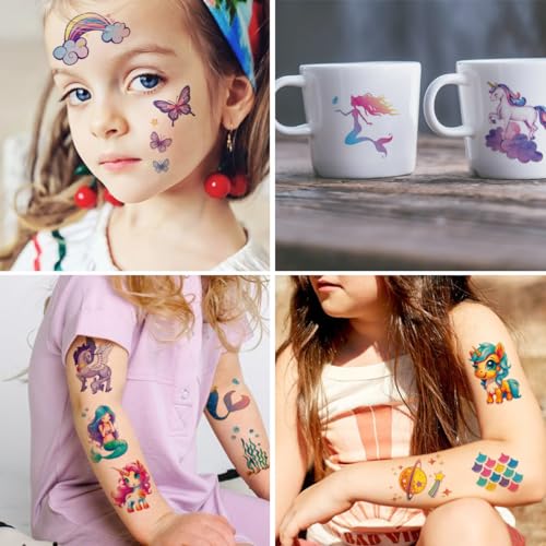 Glitter Temporary Tattoos for Girls - 12 Sheets Glitter Temporary Tattoos for Girls Birthday Party Favors Goodie Bag Fillers