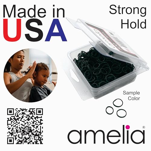 Amelia Beauty | 500 Count 1/2" Rubber Bands | Premium US Made Rubber Hair Ties | Ideal for Ponytails, Braids & Beards | Strong All Day Hold | Convenient Re-closable Container | Creme