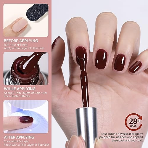 GAOY Dark Red Cherry Gel Nail Polish - 16ml UV LED Light Cure Soak Off