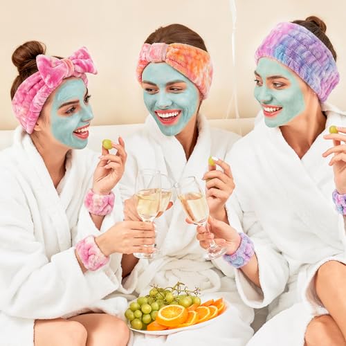 Spa Headband & Wristband Set - 9 Pc Skincare Bundle