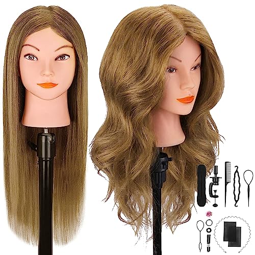 Mannequin Head 18" Real Hair Light Brown Styling Practice