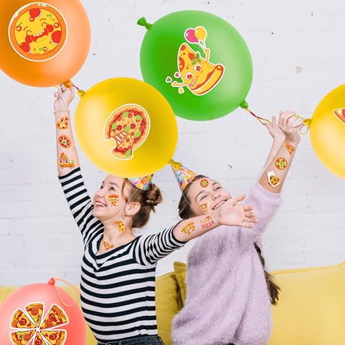 72 PC Pizza Party Favors Set - Tattoos & Punch Balloons