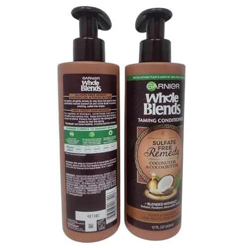 Garnier Whole Blends Sulfate Free Remedy Coconut Oil Conditioner for Frizzy Hair - 12 fl oz (PACK OF 2)