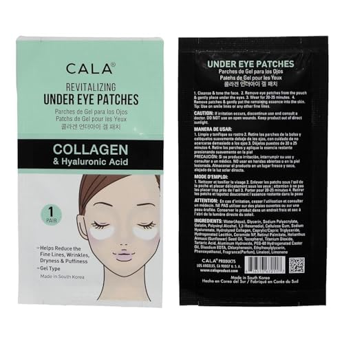 Cala Under Eye Patches Collagen + Hyaluronic Acid, Firming Hydrating Eye Masks to Depuff & Brighten, Helps Soften Fine Lines, 5 Pairs, 10?20 Minute Use