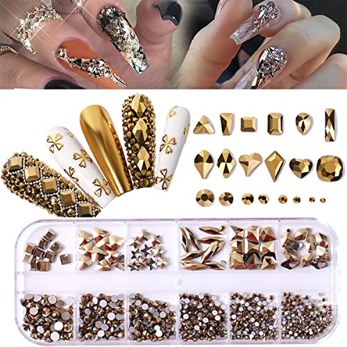 BELICEY Purple AB Nail Art Rhinestones Flatback Round Crystals Beads Gems Stones Multi Shapes 3D Rhinestone Charms for Nail Art DIY Crafts Clothes Shoes Jewelry Christmas