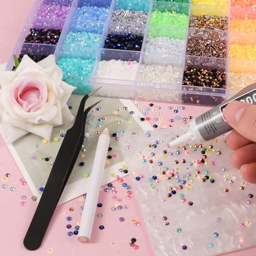 28 Colors 3mm Resin Rhinestones Bedazzling Kit with B7000 Glue
