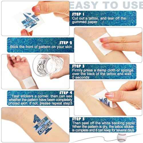 Landhoow 240 Pcs Blue Team Spirit Tattoos Temporary Glitter Go Team Tattoos Football Temporary Stickers Party Costume Accessory for School Spirit Supplies