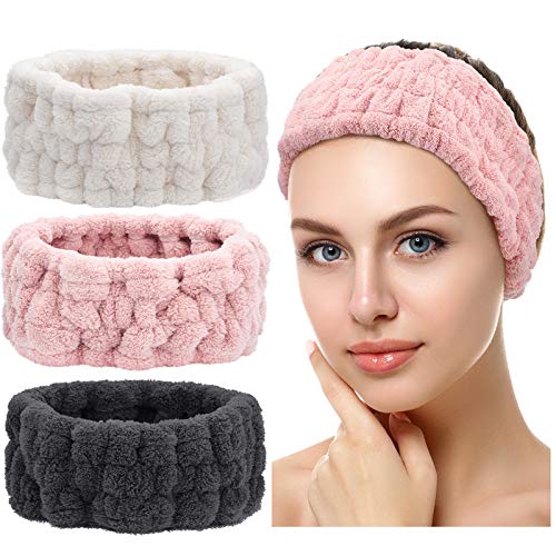 Spa Headband for Women, 3-Pack Microfiber Terry Cloth