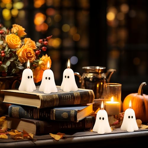 Halloween Ghost Candles 20 Pack - White Spooky Party Decor