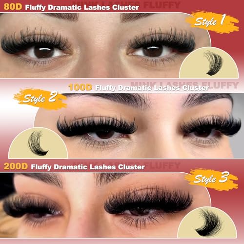 Fluffy D Curl Lash Clusters 12-22mm Mega Volume DIY Extensions