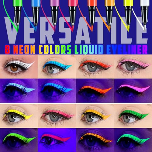 CCbeauty 8 Colors Neon Liquid Face Paint Pen - Waterproof UV