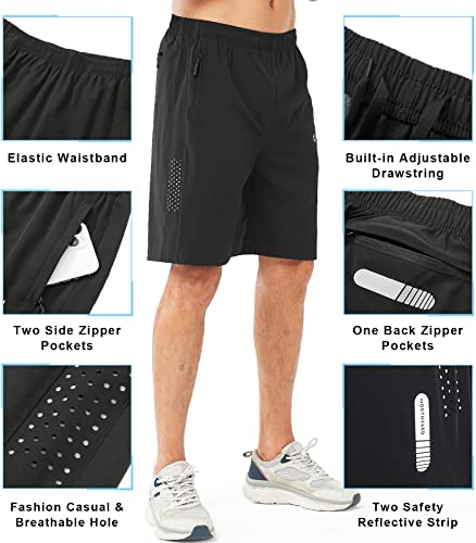 NORTHYARD Men's Athletic Running Shorts Quick Dry Workout Shorts 7"/ 5"/ 9" Lightweight Sports Gym Basketball Shorts Hiking Exercise Black-9inch S