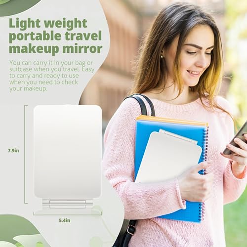 Koolstuffs Travel Mirror for Makeup, Rechargeable Light up Pink Mirror with 72 LED Lights,1000mAh Batteries, 3 Colors Light Modes USB Portable Desktop Mirror with Dimmable Touch Screen (White)