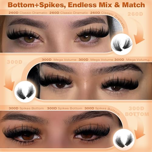 Fluffy Eyelash Clusters 260D+300D Mink Lashes Extensions