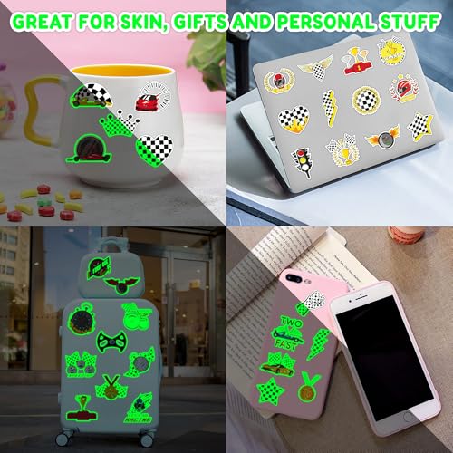 96 Glow in the Dark Checkered Flag Temporary Tattoos