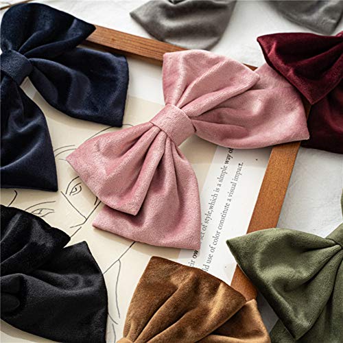 JIAHANG Velvet Hair Bow Clips Thick Hair Velour Big Bowknot Barrettes，French Style Hair Accessories 6PCS for Women Girls Ladies (velvet 6pcs)