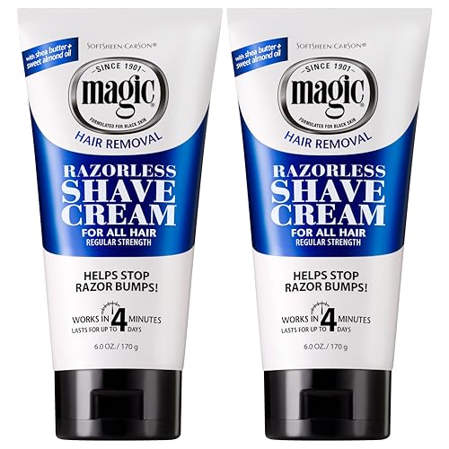 SoftSheen-Carson Magic Razorless Shaving Cream 6oz Pack of 2 for Bald Head & Body Hair Removal