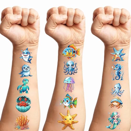 Ocean Sea Animal Temporary Tattoos 108 PCS Party Favors