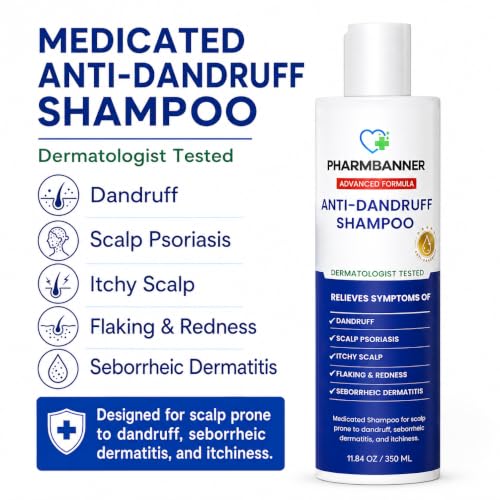 PHARMBANNER OTC Medicated Dandruff Shampoo & Conditioner Set 11.84 fl oz (Pack of 2) Tea Tree
