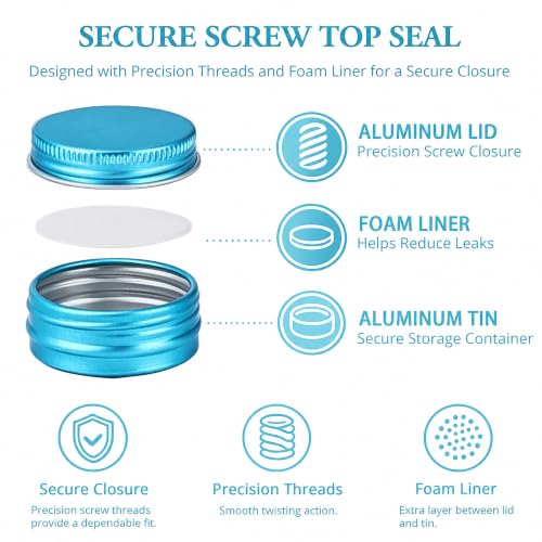 0.5oz Aluminum Screw Top Tins with Labels - 32 Pack