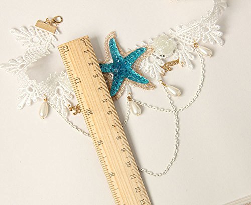 Bodermincer Summer Beach Style Bohemia Wedding Flower Head Wreath for Woman Party Mermaid Sea Star Starfish Decorations Charm Hairbands Mermaid Hair Accessories Mermaid Costume (Starfish Necklace)