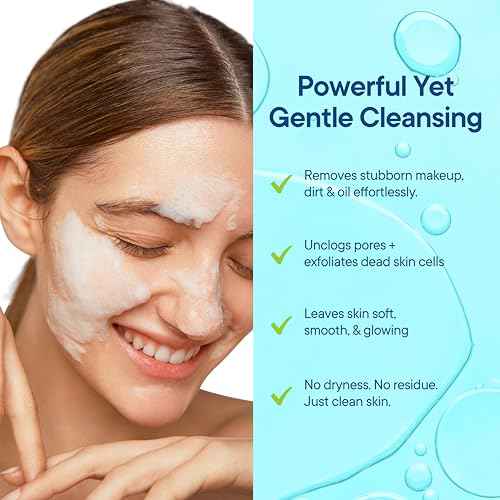 Facial Cleanser w/Organic Tea Tree & Salicylic Acid ? Gentle Daily Foaming Gel Face Wash for Deep Cleansing & Makeup Removal ? Unclogs Pores, Eliminates Dirt & Oil - No Dryness, (2 oz)
