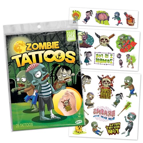 Zombie Halloween Temporary Tattoos - 25 Pack Fake Wounds & Blood
