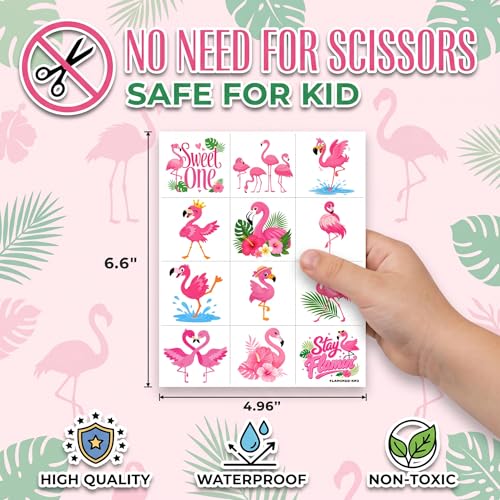 96 PCS Flamingo Temporary Tattoos for Kids - Party Favors