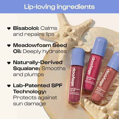 Alleyoop Sun Serum Lip Oil SPF 40 ? Tinted Lip Oil with SPF, Hydrating Tinted Lip-Moisturizer for Women, Lips Sunscreen for Cracked Lips, Smooths & Soothes, Vegan, Travel-Friendly, Daylight