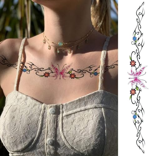 CARGEN Temporary Tattoos - Sexy Flowers Vine Butterfly 10 Sheet Set