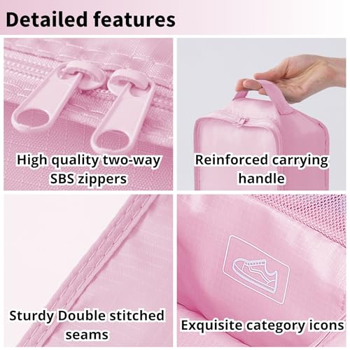 Travel Shoe Bag with Handle - Holds 1 Pair, Water-Resistant (2-Pack)