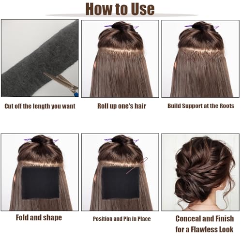 Black Hair Sponge for Updo with 20 Hairpins - 4x36 Inch Padding & Volume Tool (Variation: Black 1 Roll)