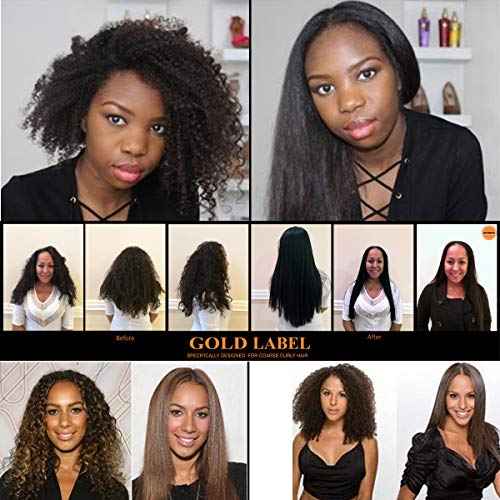 Gold Label Brazilian Keratin Hair Treatment Straightening works on All Hair Types Incl Coarse Thick Dry Frizzy Curly Bleached Dominican Brazilian Indian Strong formula Hair 240ml