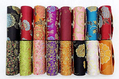 Lipstick Case with Mirror - 12 Pack Floral Brocade Holders