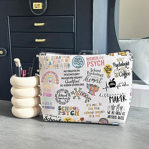 WCGXKO Sch Psychologist Gift Psychology Bundle Quote Inspired Canvas Makeup Bag (Psychologist)
